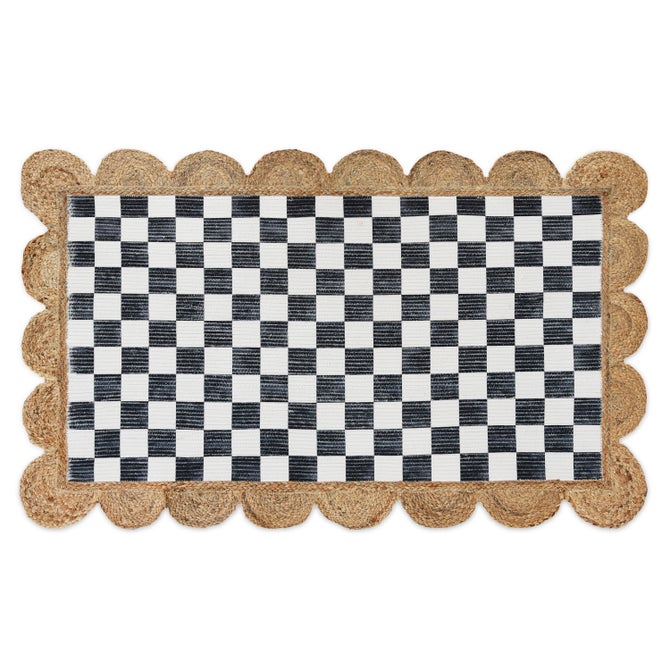 Black Check with Jute Scallops 3' x 4'8.5" Rug image number 0