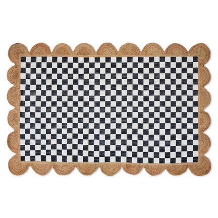 Black Check with Jute Scallops 5' x 7'10.5" Rug