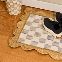 Grey Check with Jute Scallops 1'11.25" x 3'8.5" Rug