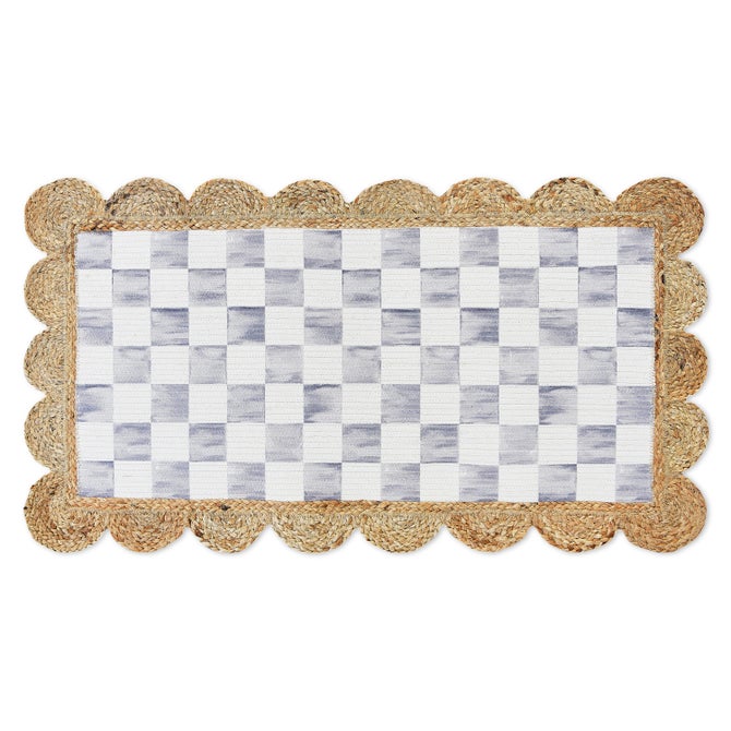 Grey Check with Jute Scallops 1'11.25" x 3'8.5" Rug image number 0