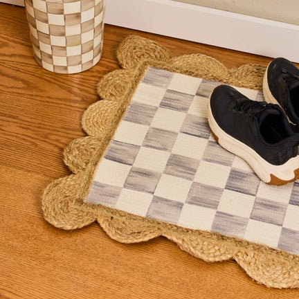 Grey Check with Jute Scallops 2'6" x 7'11" Runner