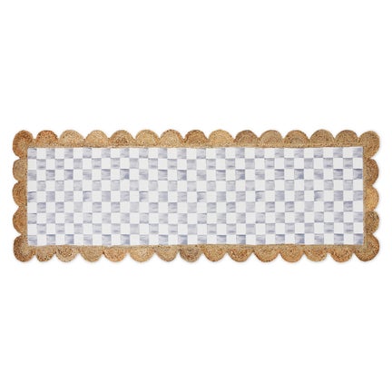 Grey Check with Jute Scallops 2'6" x 7'11" Runner