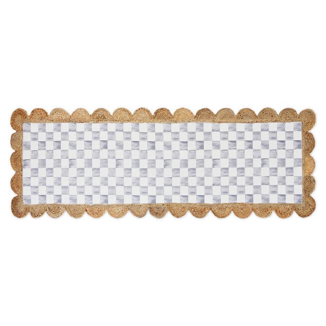 Grey Check with Jute Scallops 2'6" x 7'11" Runner image number 0