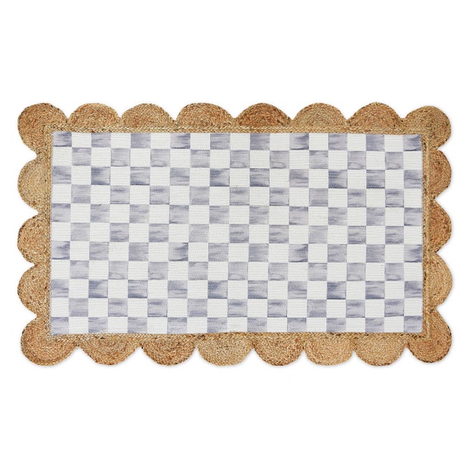 Grey Check with Jute Scallops 3' x 4'8.5" Rug image number 0