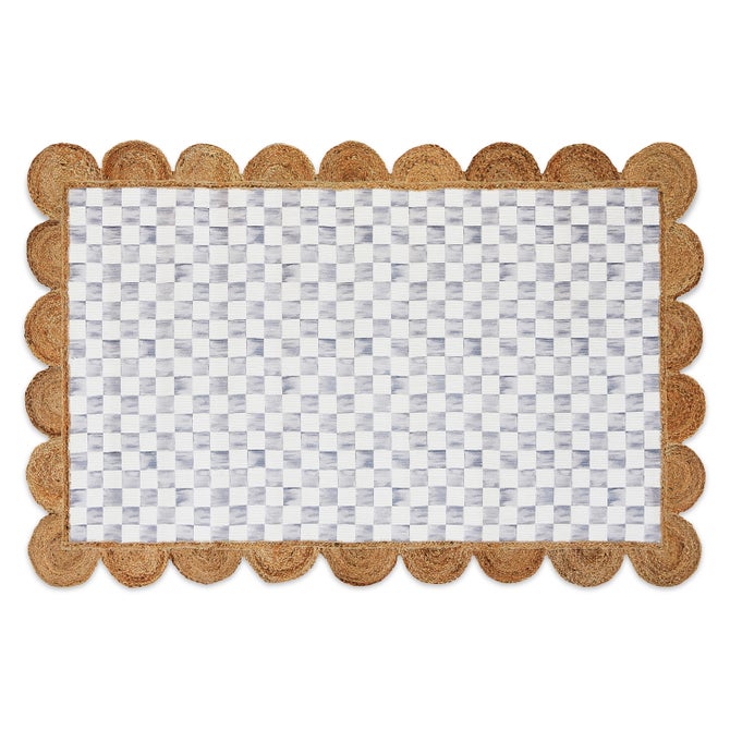 Grey Check with Jute Scallops 5' x 7'10.5" Rug image number 0