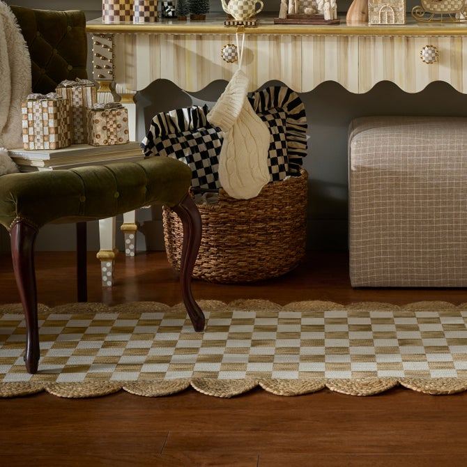 Flax Check with Jute Scallops 2'6" x 7'11" Runner image number 3