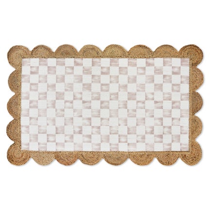 Flax Check with Jute Scallops 3' x 4'8.5" Rug