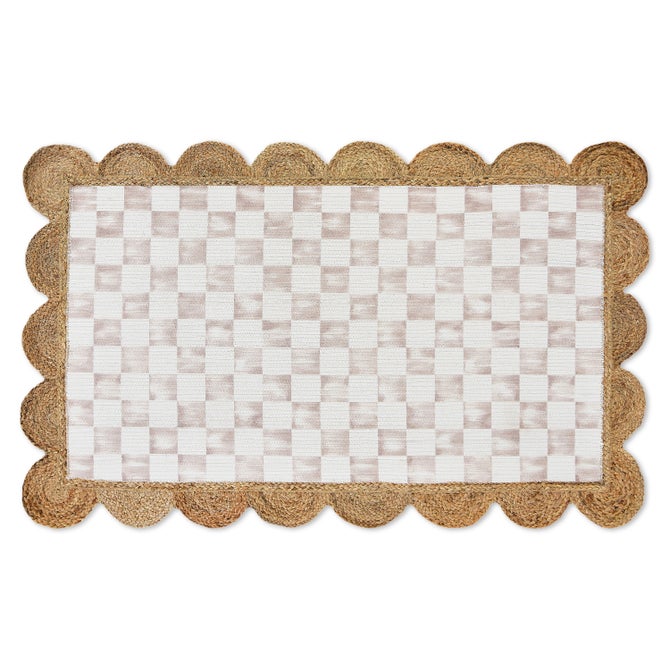 Flax Check with Jute Scallops 3' x 4'8.5" Rug image number 0