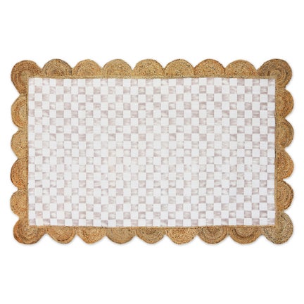 Flax Check with Jute Scallops 5' x 7'10.5" Rug