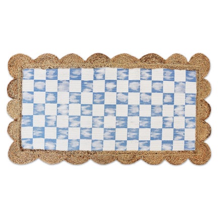 Blue Check with Jute Scallops 1'11.25" x 3'8.5" Rug