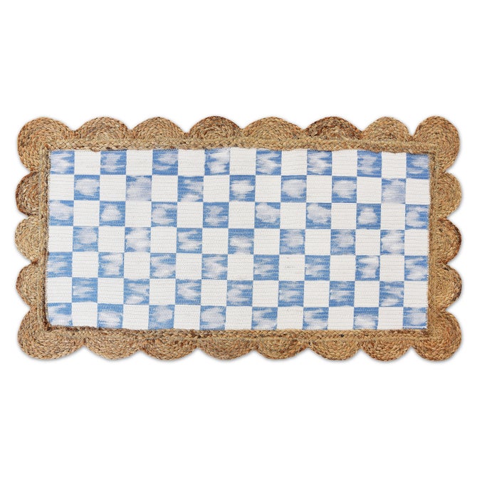 Blue Check with Jute Scallops 1'11.25" x 3'8.5" Rug image number 0