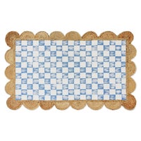 Blue Check with Jute Scallops 3' x 4'8.5" Rug