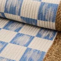 Blue Check with Jute Scallops 5' x 7'10.5" Rug