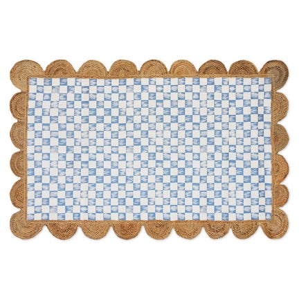 Blue Check with Jute Scallops 5' x 7'10.5" Rug