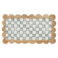 Green Check with Jute Scallops 1'11.25" x 3'8.5" Rug