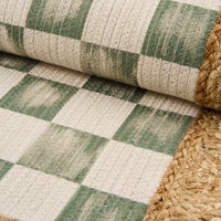 Green Check with Jute Scallops 2'6" x 7'11" Runner