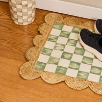 Green Check with Jute Scallops 2'6" x 7'11" Runner