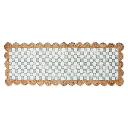 Green Check with Jute Scallops 2'6" x 7'11" Runner