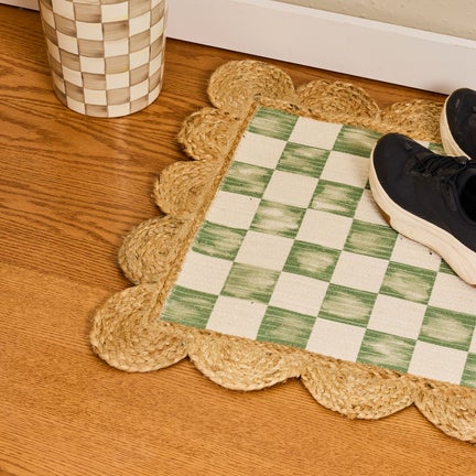 Green Check with Jute Scallops 3' x 4'8.5" Rug