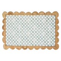 Green Check with Jute Scallops 5' x 7'10.5" Rug