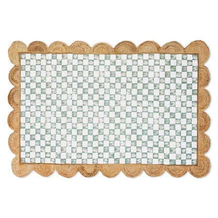 Green Check with Jute Scallops 5' x 7'10.5" Rug