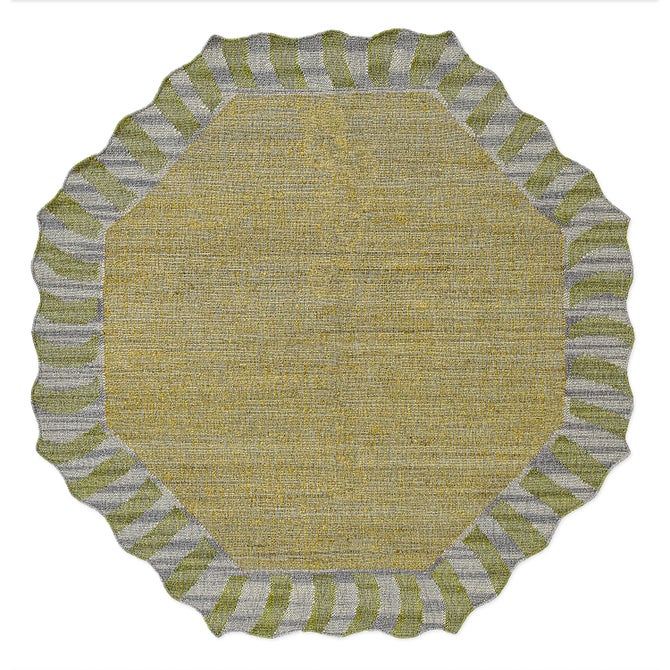 Jute Scalloped Purple and Green 6' Octagon Rug image number 0