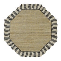 Jute Scalloped Black and White 6' Octagon Rug