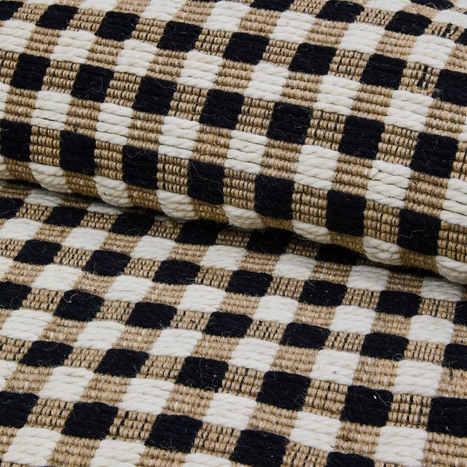 Natural, Black & White Checked 2' x 3' Rug image number 1