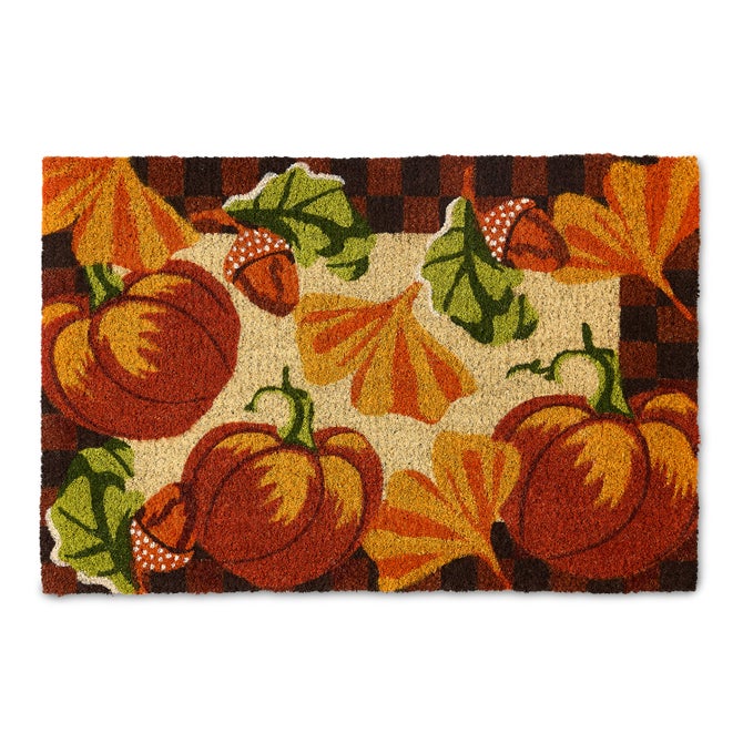 Checked Pumpkin Harvest Entrance Mat image number 0