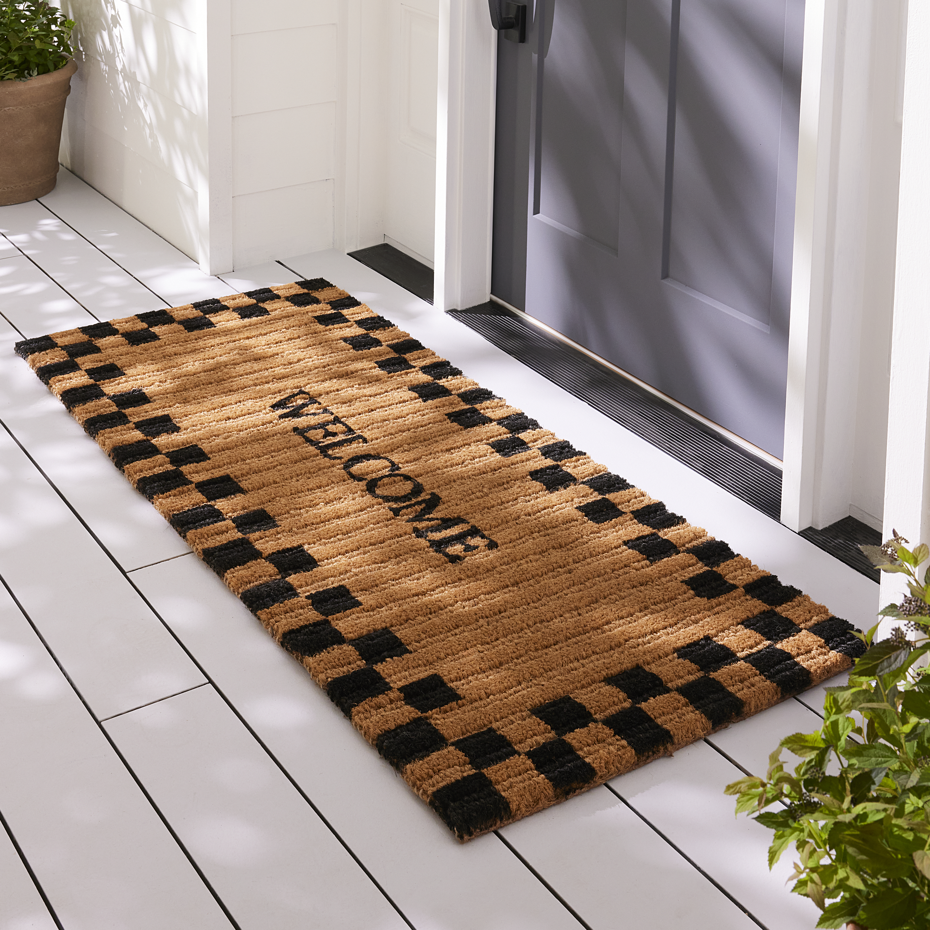 MacKenzie-Childs | Welcome Checked Double Door Entrance Mat