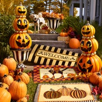 Welcome Awning Stripe Double Door Entrance Mat