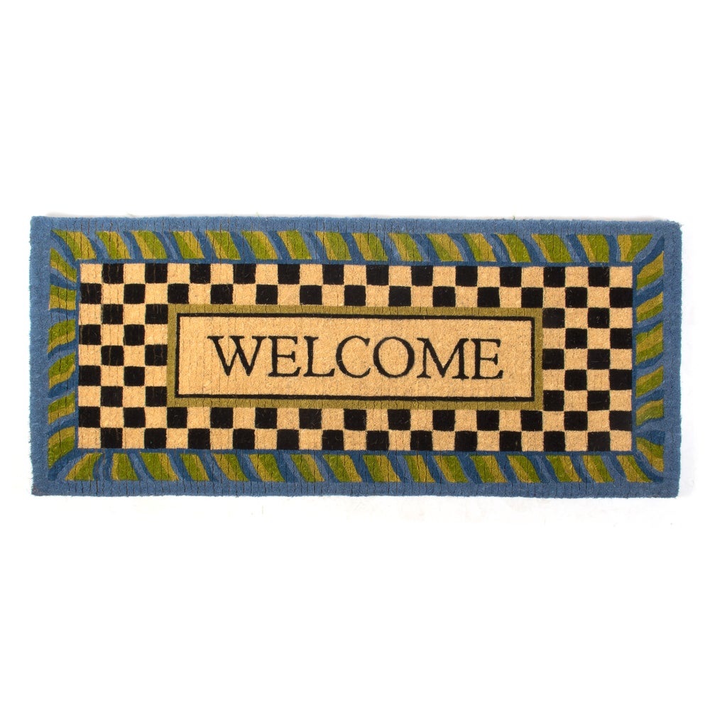 MacKenzie-Childs | Welcome Periwinkle Double Door Entrance Mat