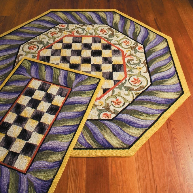 Courtly Check Purple & Green 5' Octagon Rug image number 4