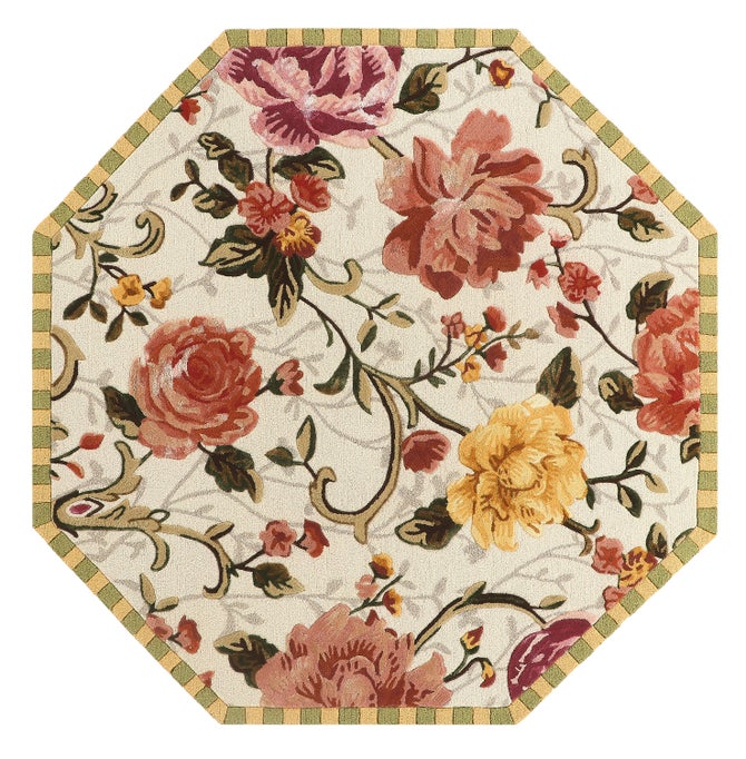 Golden Peonies 6' Octagon Rug image number 0