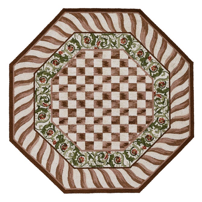 Mocha Check 6' Octagon Rug image number 0