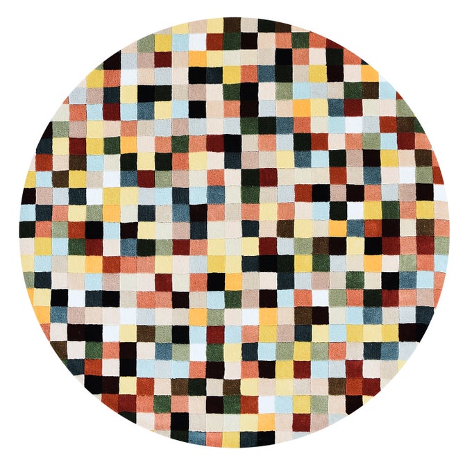 Multicolor Checkerboard 6' Round Rug image number 0