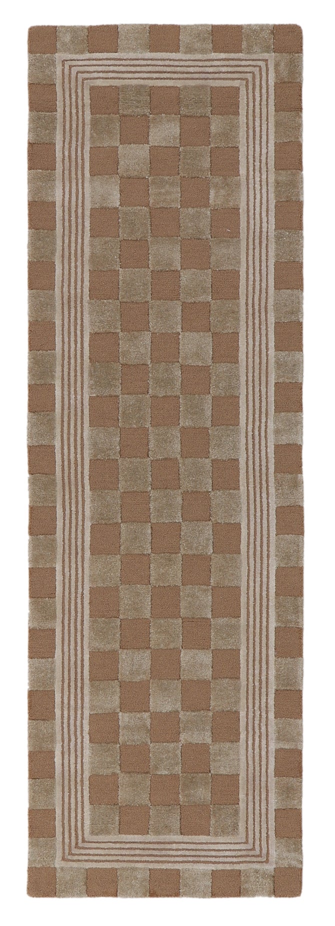 Mocha Tonal Check 2'6" x 8' Rug image number 0