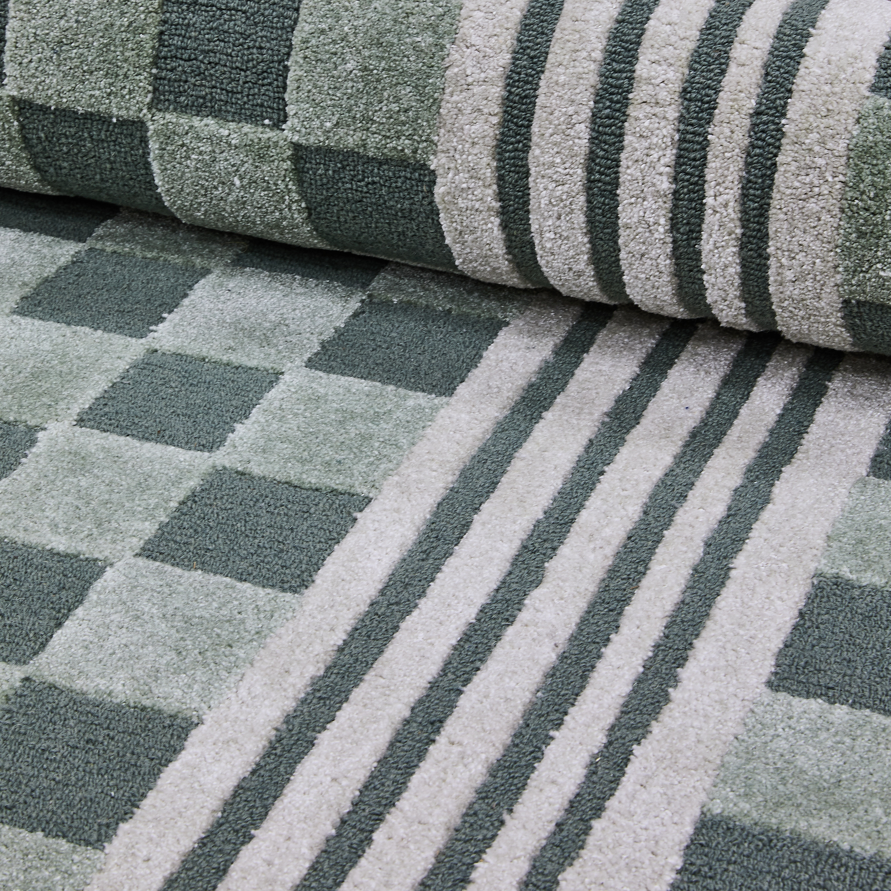 MacKenzie-Childs | Sage Green Tonal Check 5' x 8' Rug