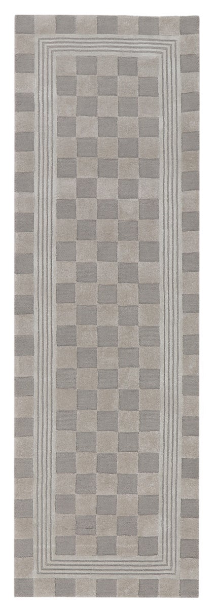Light Grey Tonal Check 2'6" x 8' Rug
