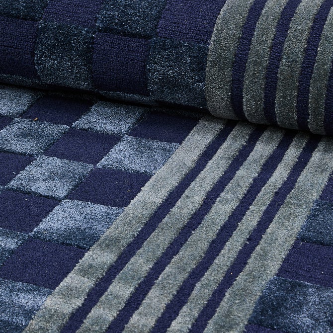 Indigo Blue Tonal Check 2'3" x 3'9" Rug image number 1