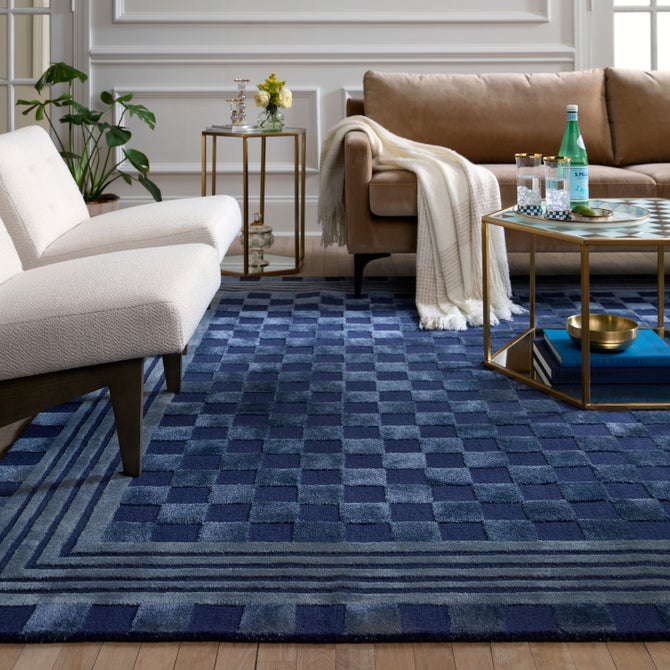 Indigo Blue Tonal Check 8' x 10' Rug image number 1