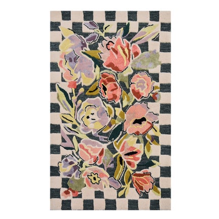 Ranunculus and Checks 2'3" x 3'9" Rug