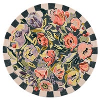 Ranunculus and Checks 6' Round Rug