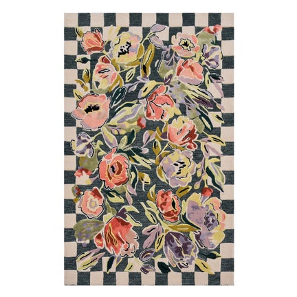 Ranunculus and Checks 5' x 8' Rug