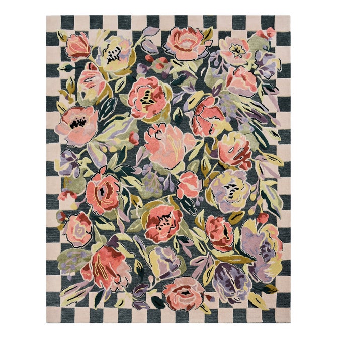 Ranunculus and Checks 8' x 10' Rug image number 0
