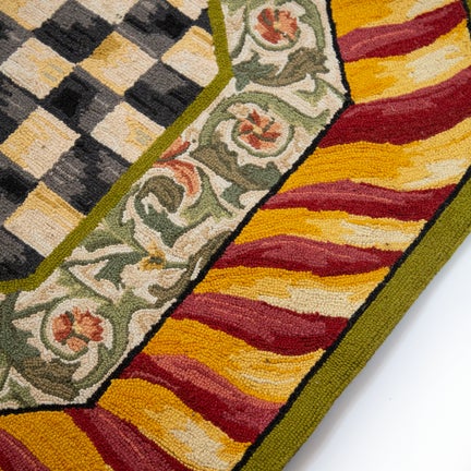 Courtly Check Red & Gold 6' Octagon Rug