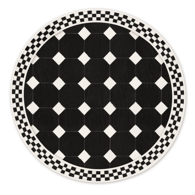 Black Tile Hair on Hide 6' Round Rug image number 0