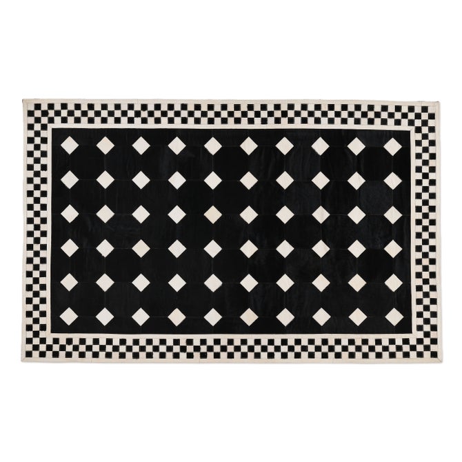 Black Tile Hair on Hide 5' x 8' Rug image number 0