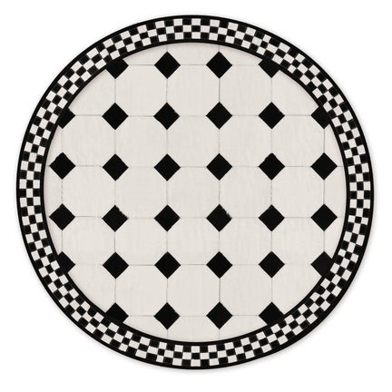 White Tile Hair on Hide 6' Round Rug