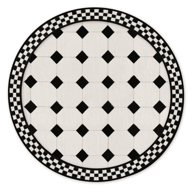 White Tile Hair on Hide 6' Round Rug image number 0